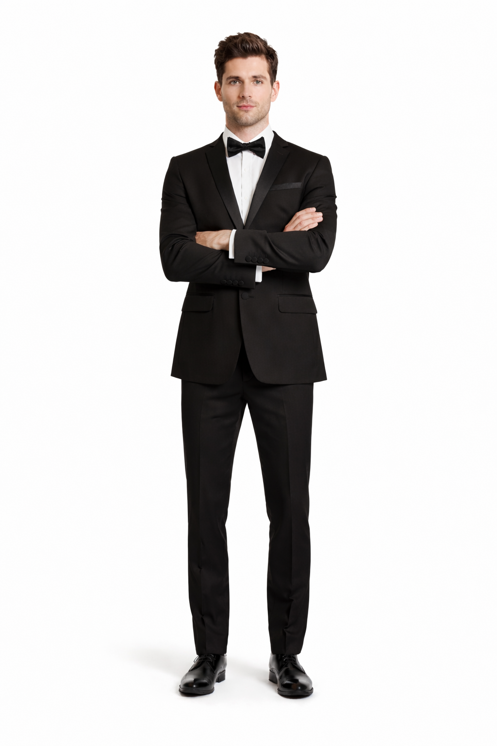 Mens 2 Button Slim Fit Notch Tuxedo in Black - Mens Slim Fitted Tuxedo