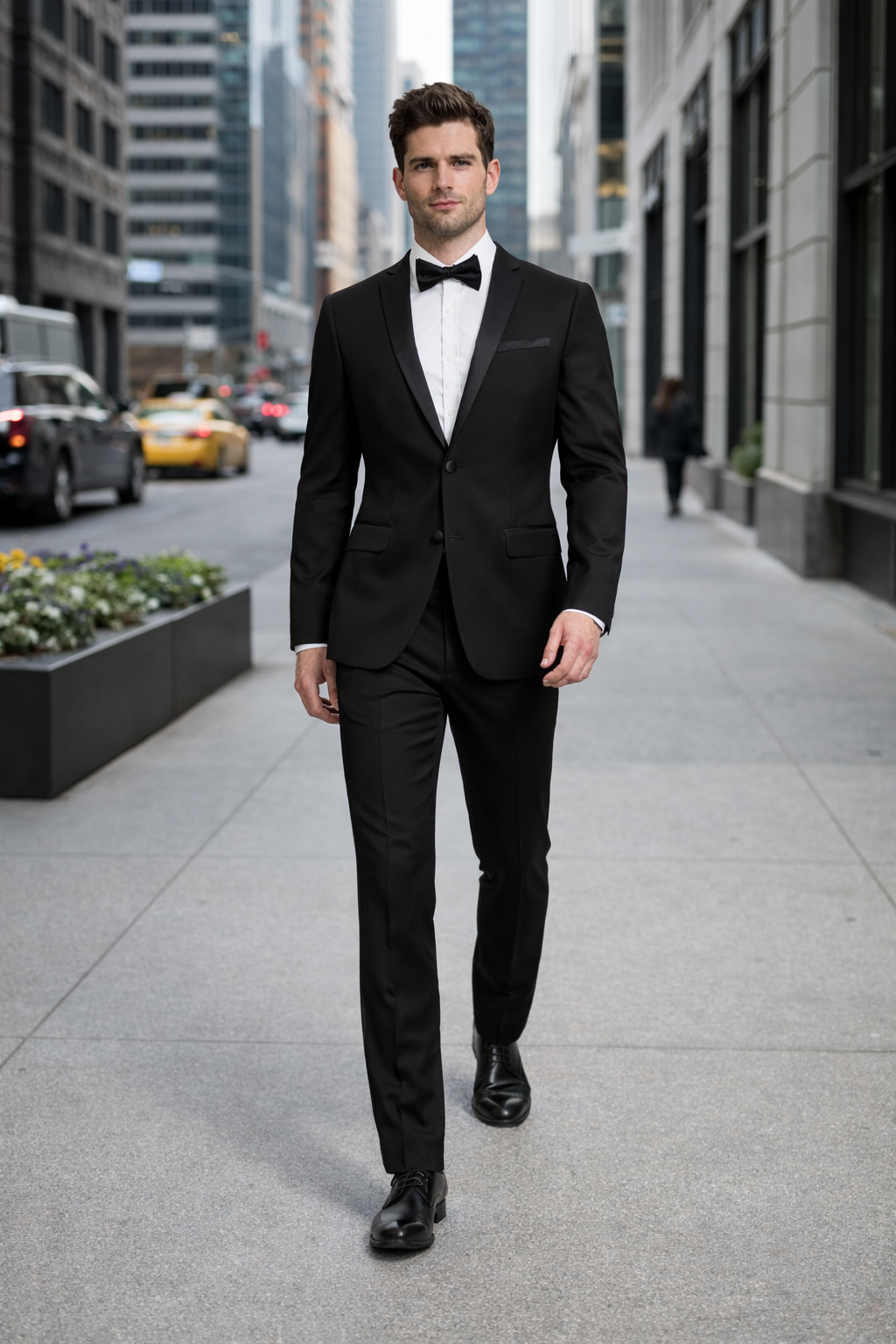 Mens 2 Button Slim Fit Notch Tuxedo in Black - Mens Slim Fitted Tuxedo
