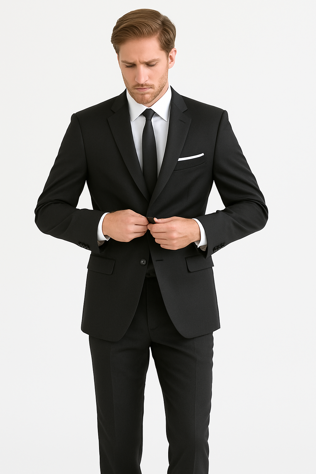 Mens Vested 2 Button Slim Fit Wool Black Tuxedo - Mens Slim Fitted Tuxedo