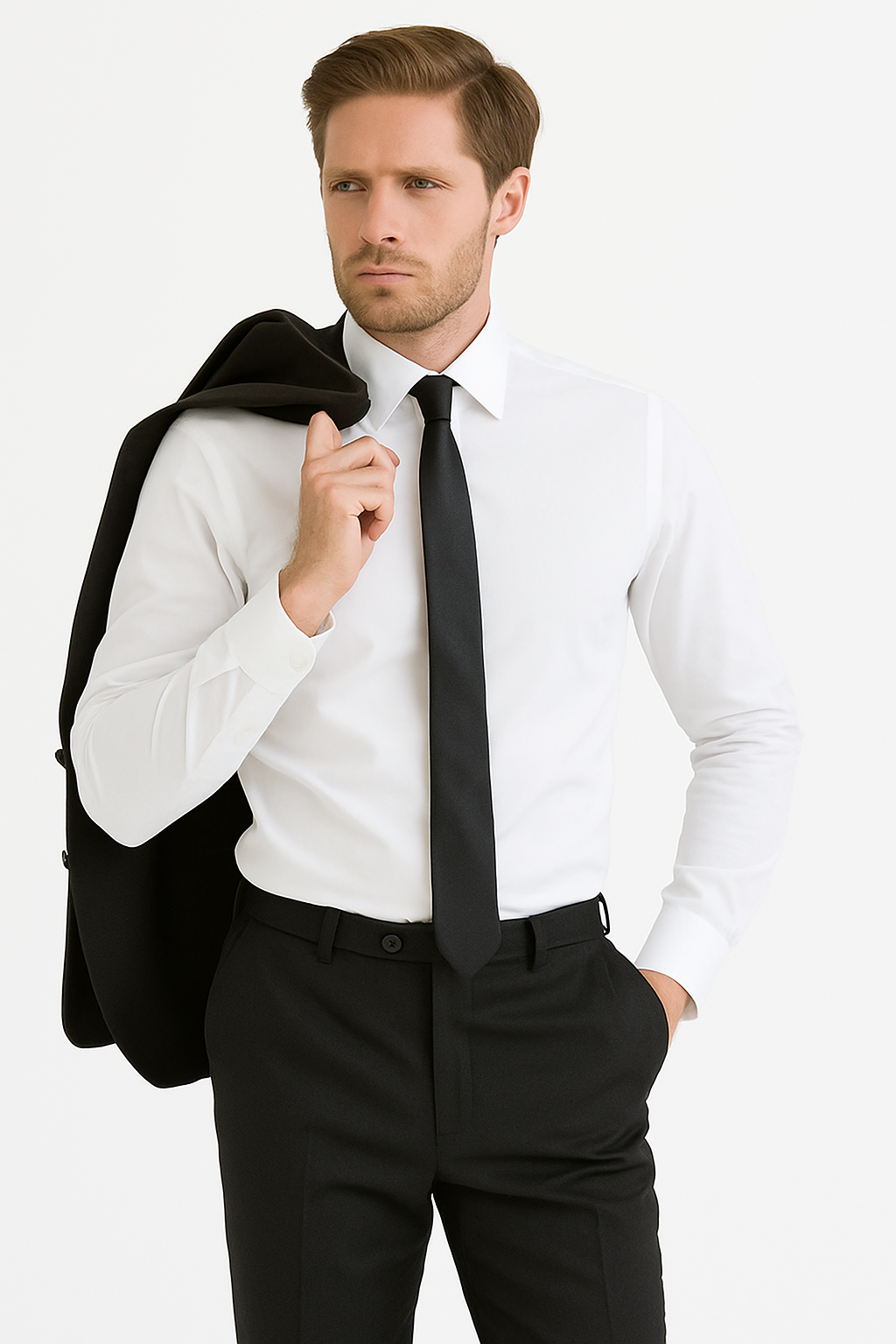 Mens Vested 2 Button Slim Fit Wool Black Tuxedo - Mens Slim Fitted Tuxedo