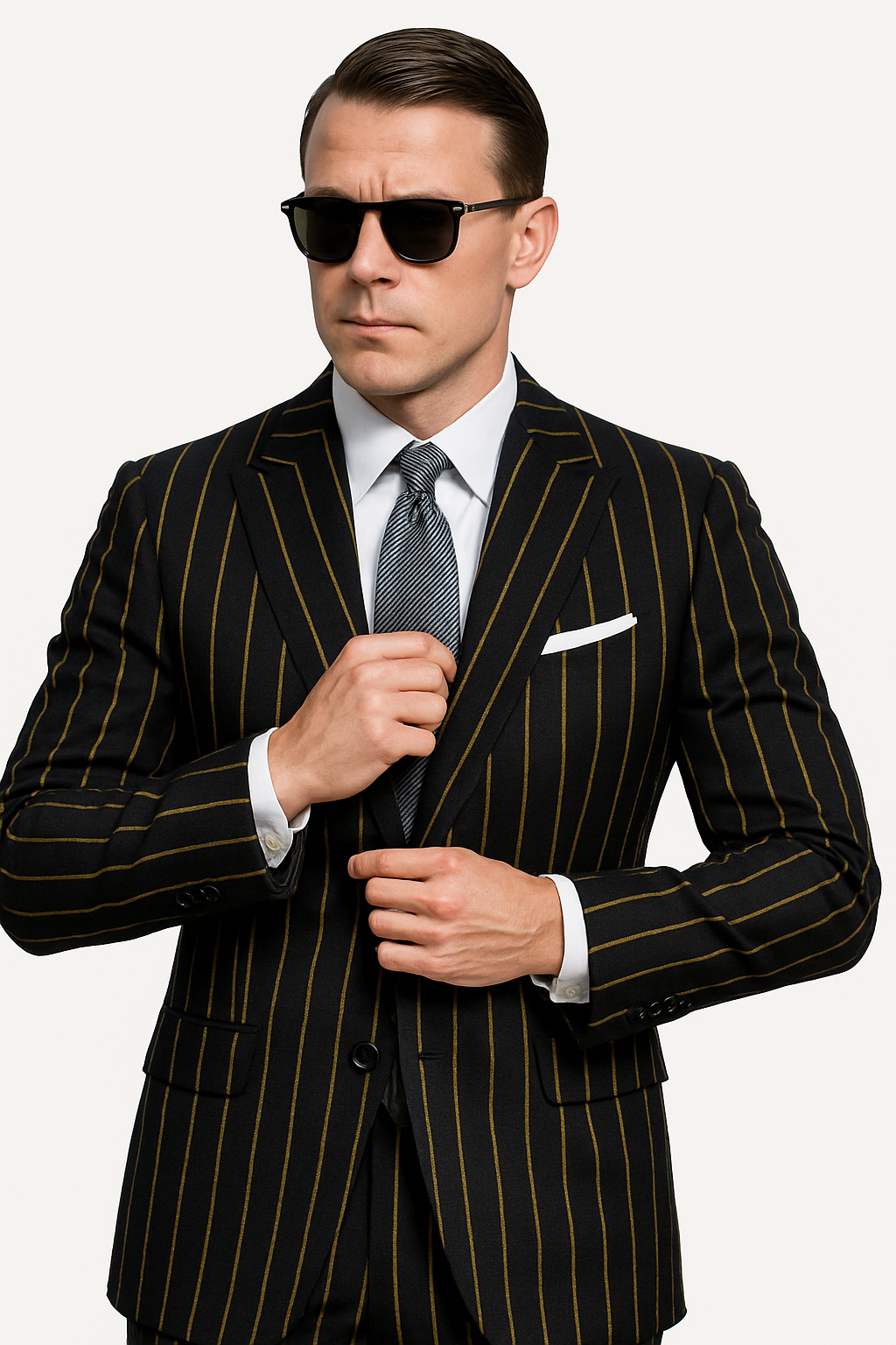 Mens 2 Button Vested 3 Piece Gangster Bold Pinstripe Suit in Burgundy