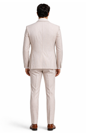 Mens 2 Button Jacket + Pants Summer Seersucker Suit in Tan