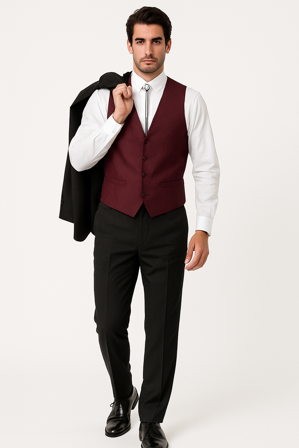 Mens 2 Button Western Cowboy Tuxedo in Black - No Steen Lapel