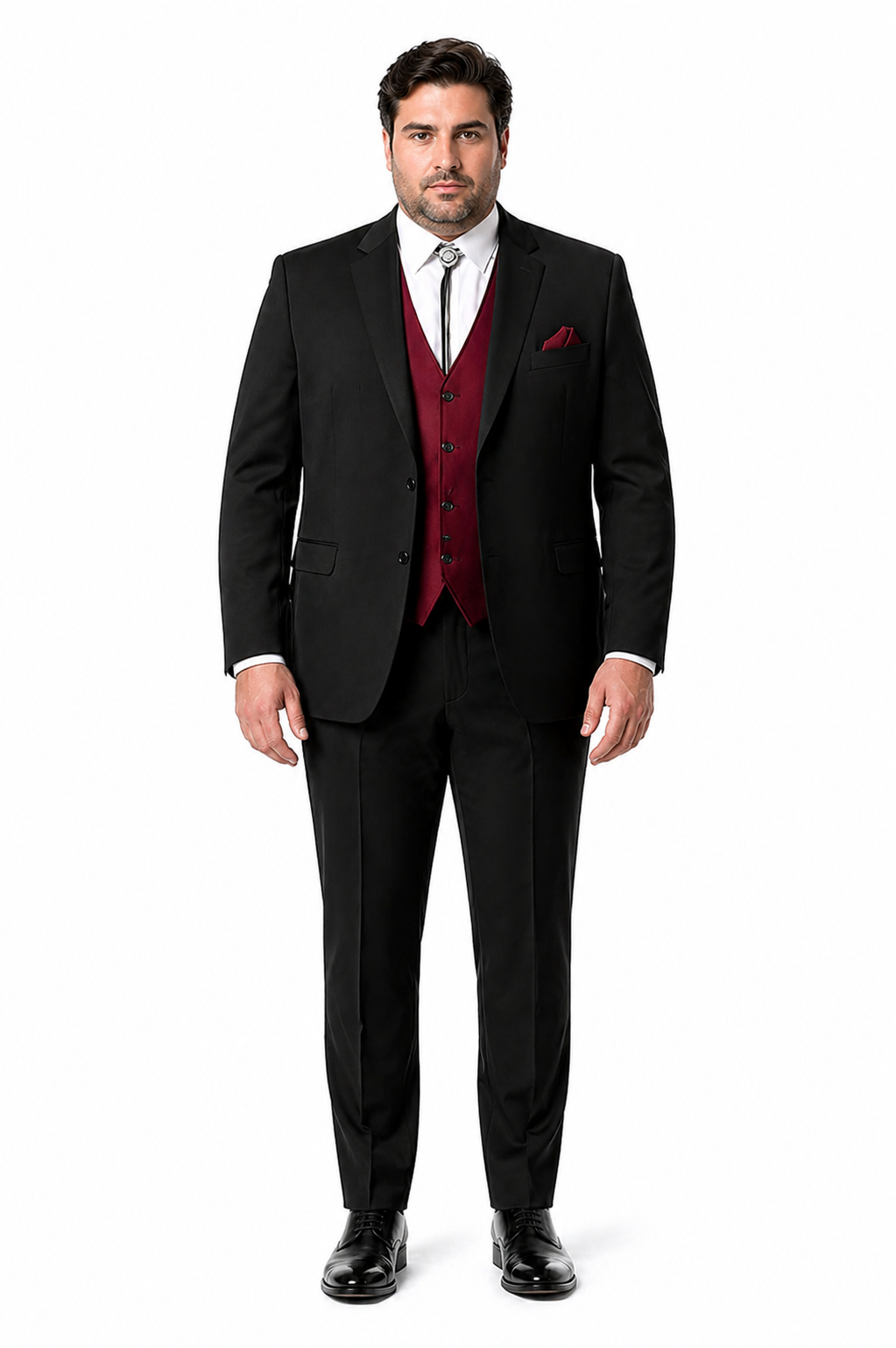 Mens 2 Button Western Cowboy Tuxedo in Black - No Steen Lapel