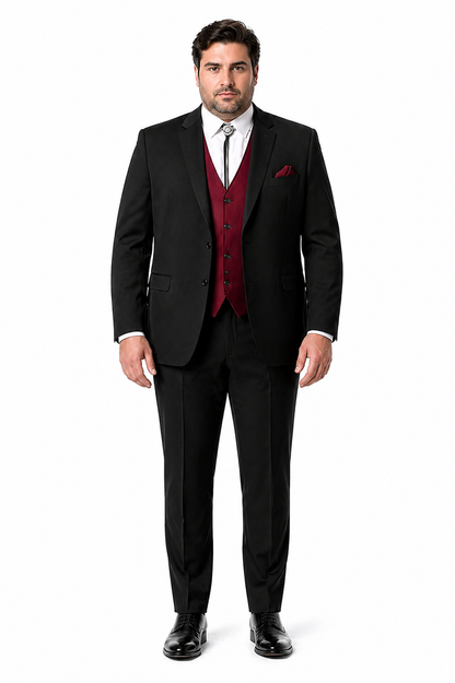 Mens 2 Button Western Cowboy Tuxedo in Black - No Steen Lapel