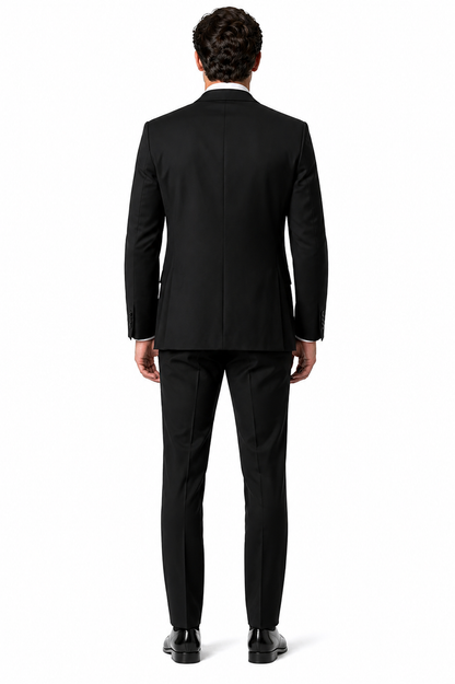 Mens 2 Button Western Cowboy Tuxedo in Black - No Steen Lapel