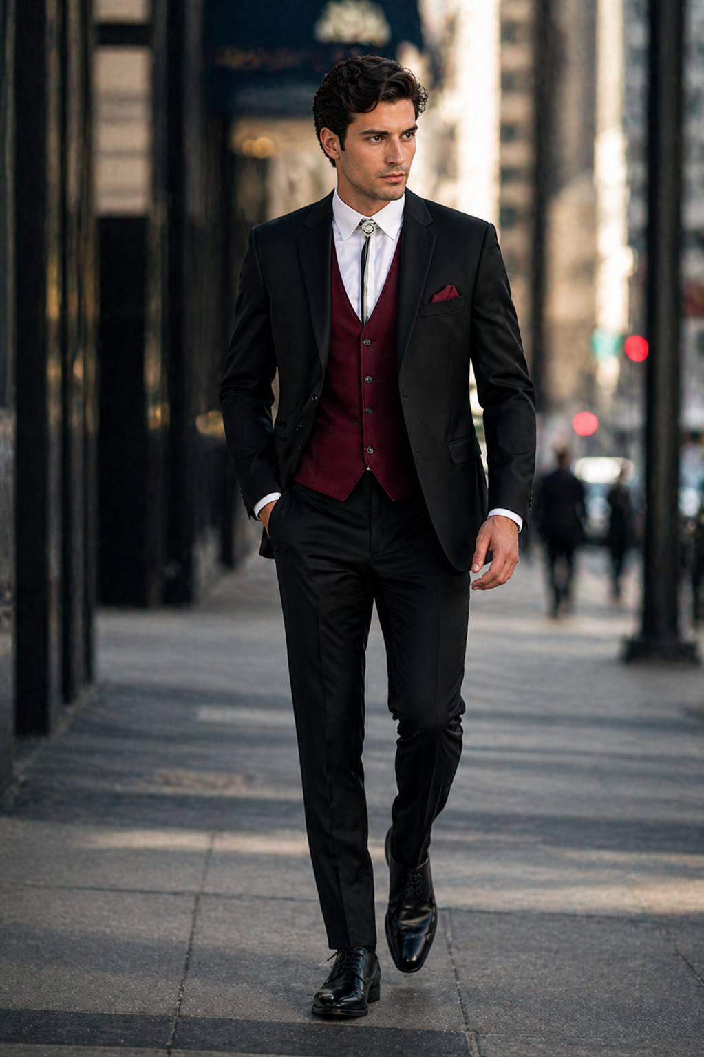 Mens 2 Button Western Cowboy Tuxedo in Black - No Steen Lapel