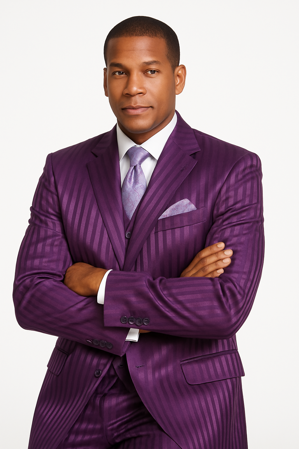 Mens 3 Button Ton on Ton Stripe Fashion Suit