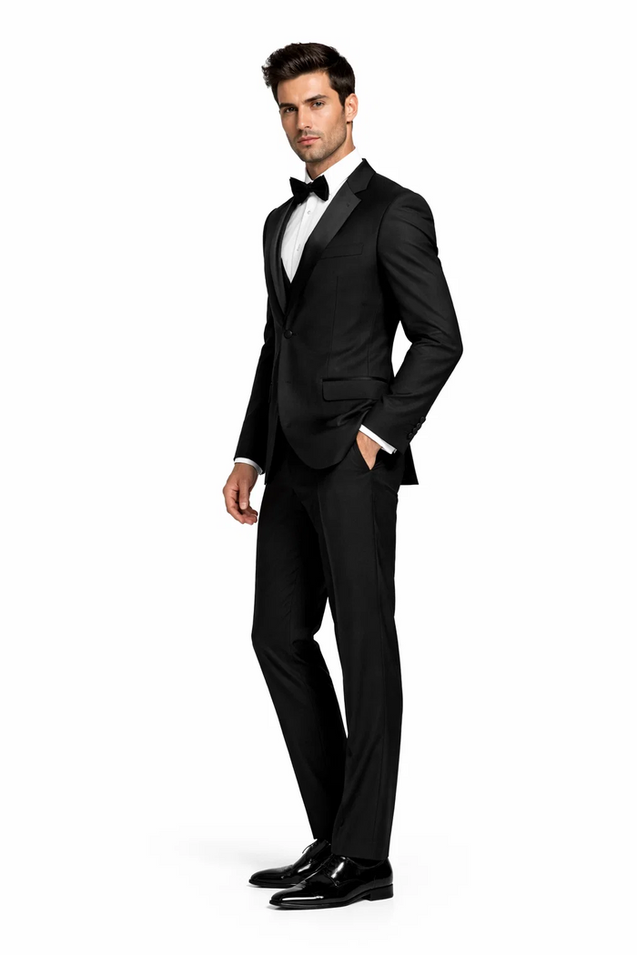 Men's 3pc Vested Black Tuxedo