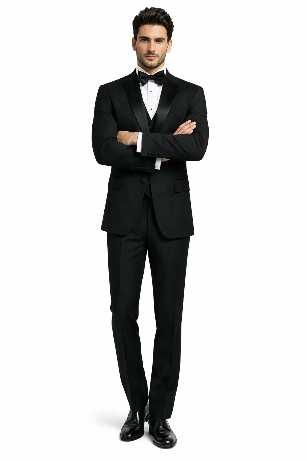 Men's 3pc Vested Black Tuxedo