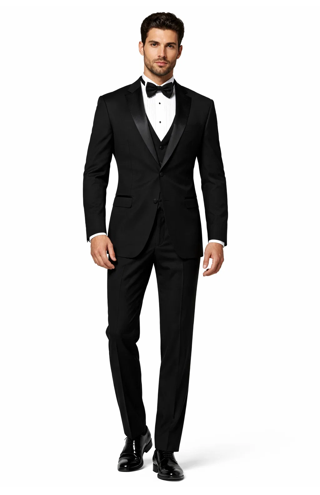 Men's 3pc Vested Black Tuxedo