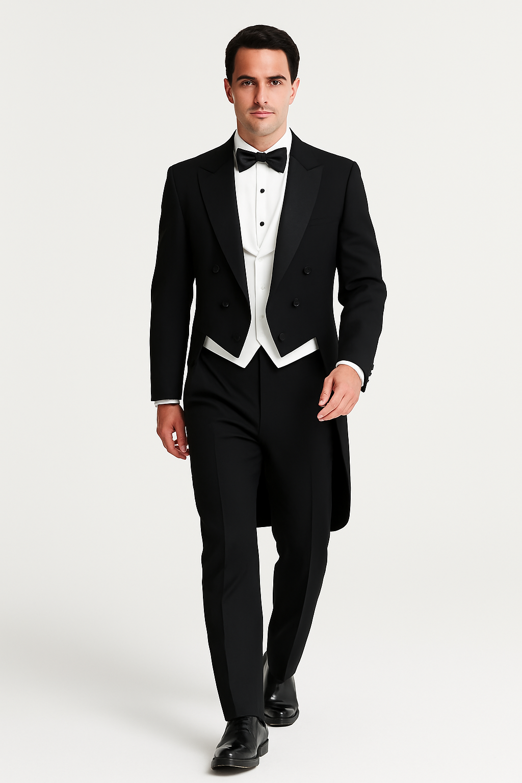 Mens 3pc Vested Classic Tail Tuxedo in Black