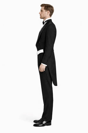Mens 3pc Vested Classic Tail Tuxedo in Black
