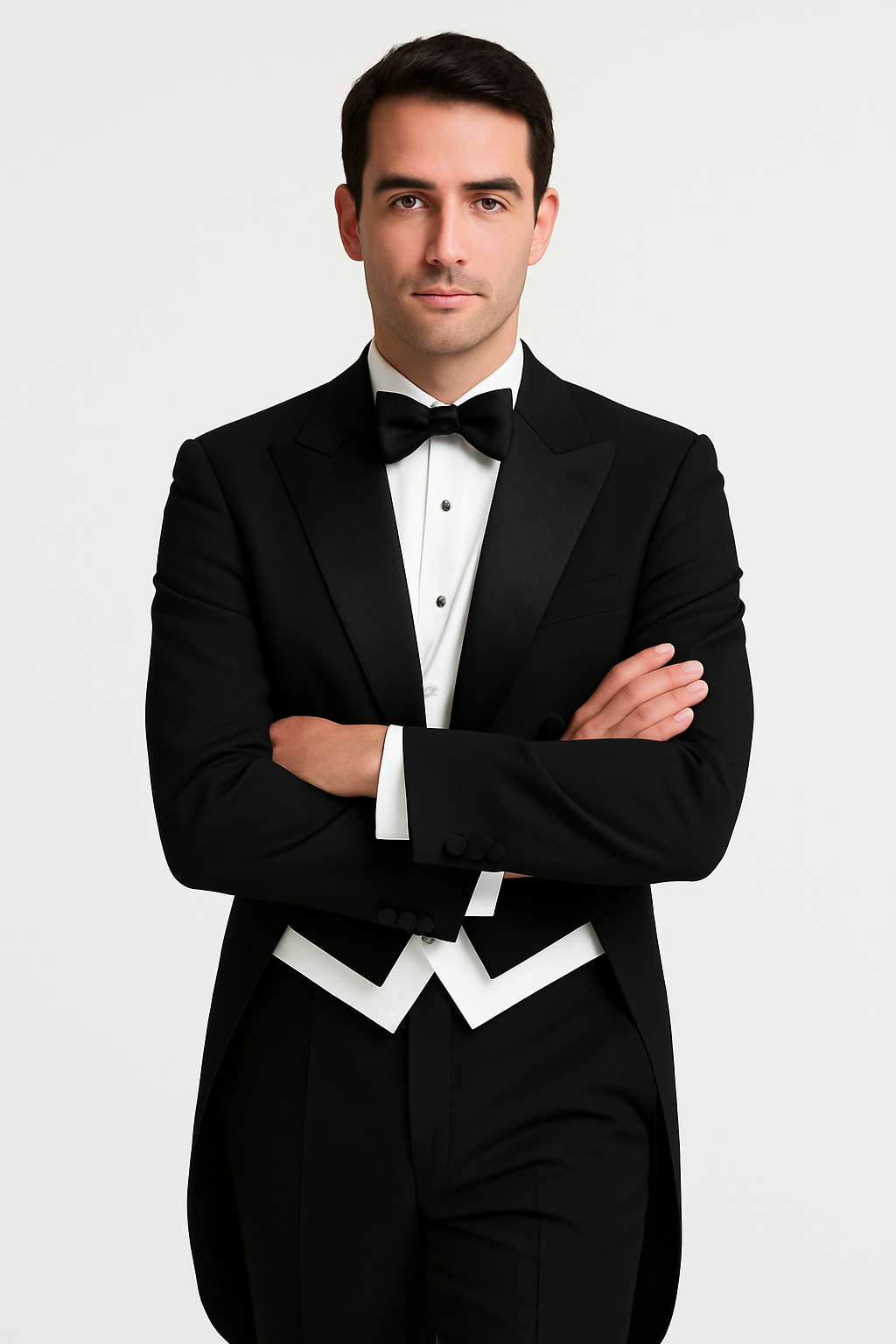 Mens 3pc Vested Classic Tail Tuxedo in Black