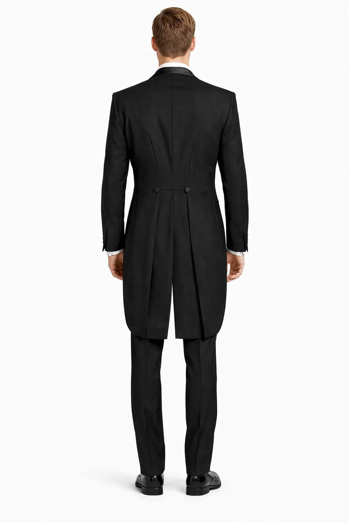 Mens 3pc Vested Classic Tail Tuxedo in Black