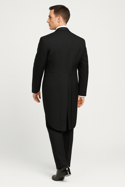 Mens 3pc Vested Classic Tail Tuxedo in Black