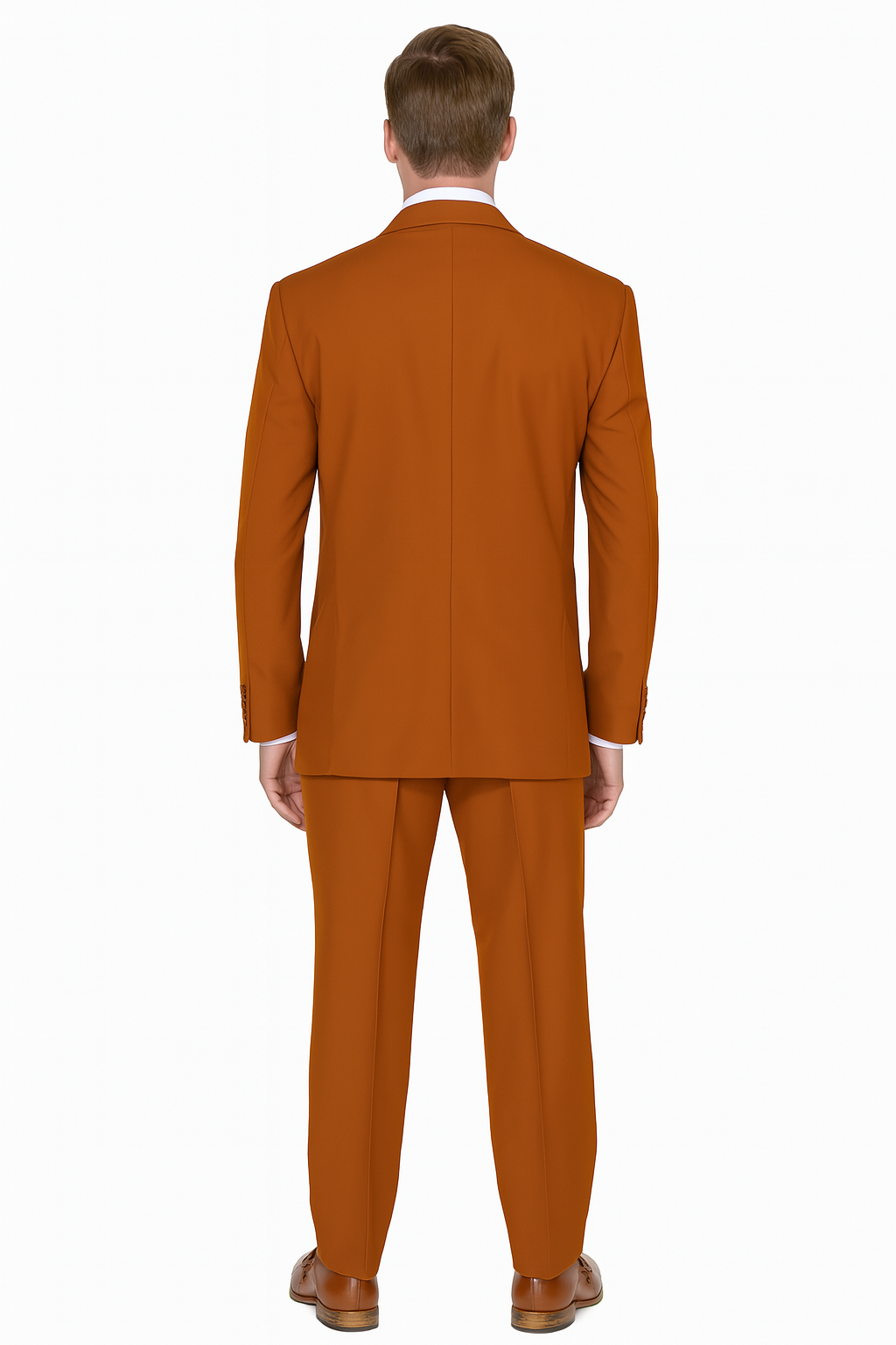 Mens 4 Button Wide Notch Lapel Fashion Rust Suit