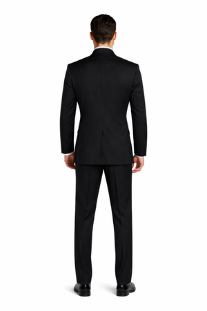 Mens 5 Button Mandarin Collar Tuxedo Suit in Black