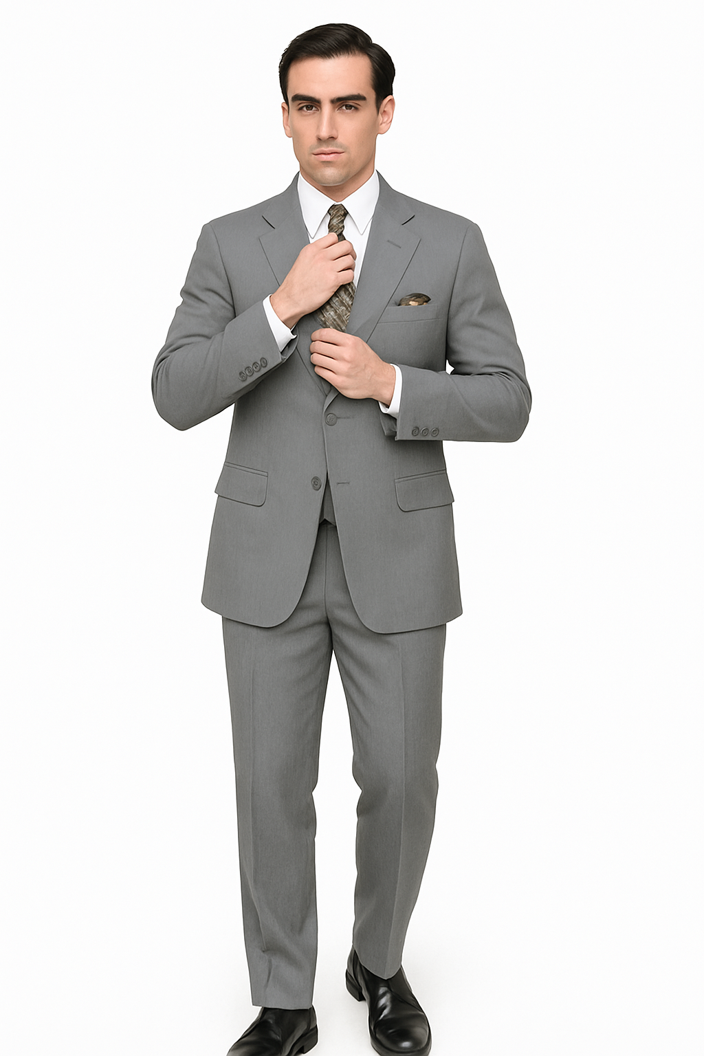 Mens 6 Button Double Breasted Vest Grey Suit