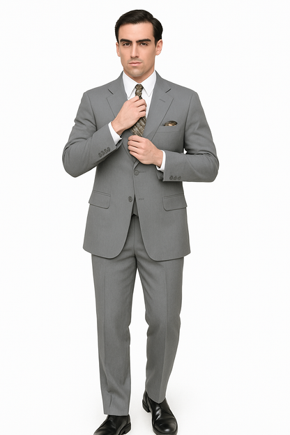 Mens 6 Button Double Breasted Vest Grey Suit