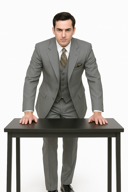 Mens 6 Button Double Breasted Vest Grey Suit