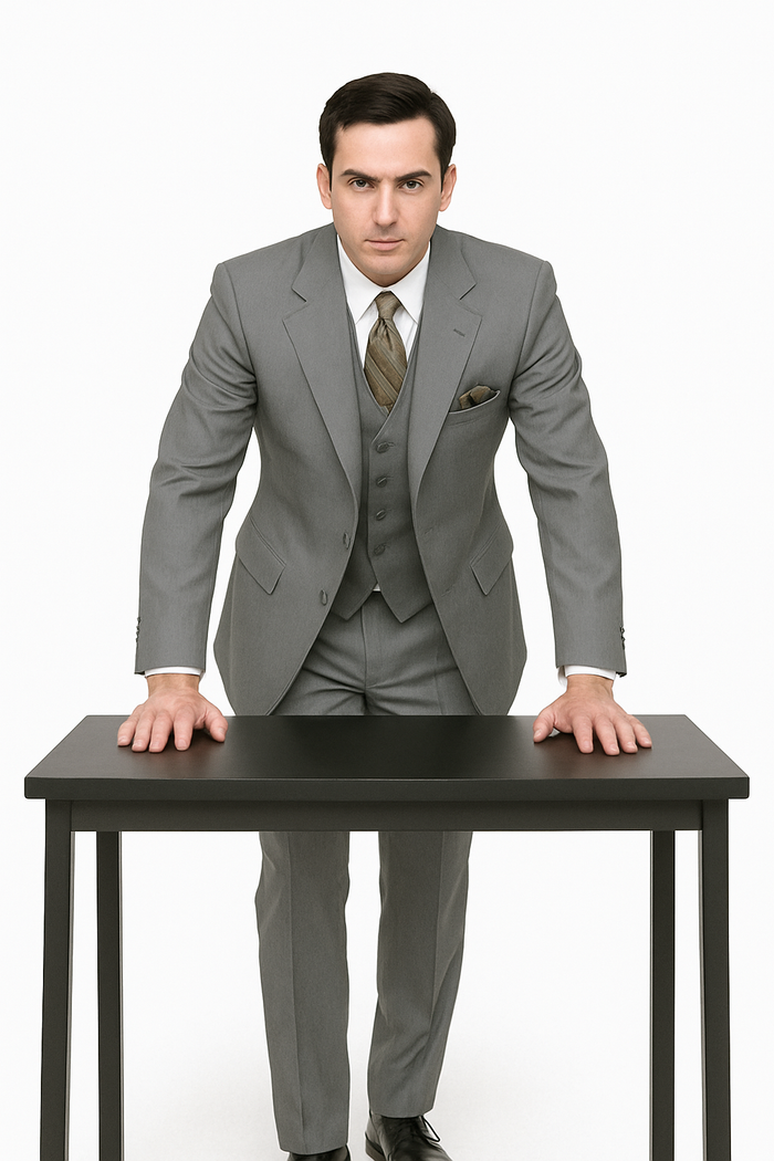 Mens 6 Button Double Breasted Vest Grey Suit