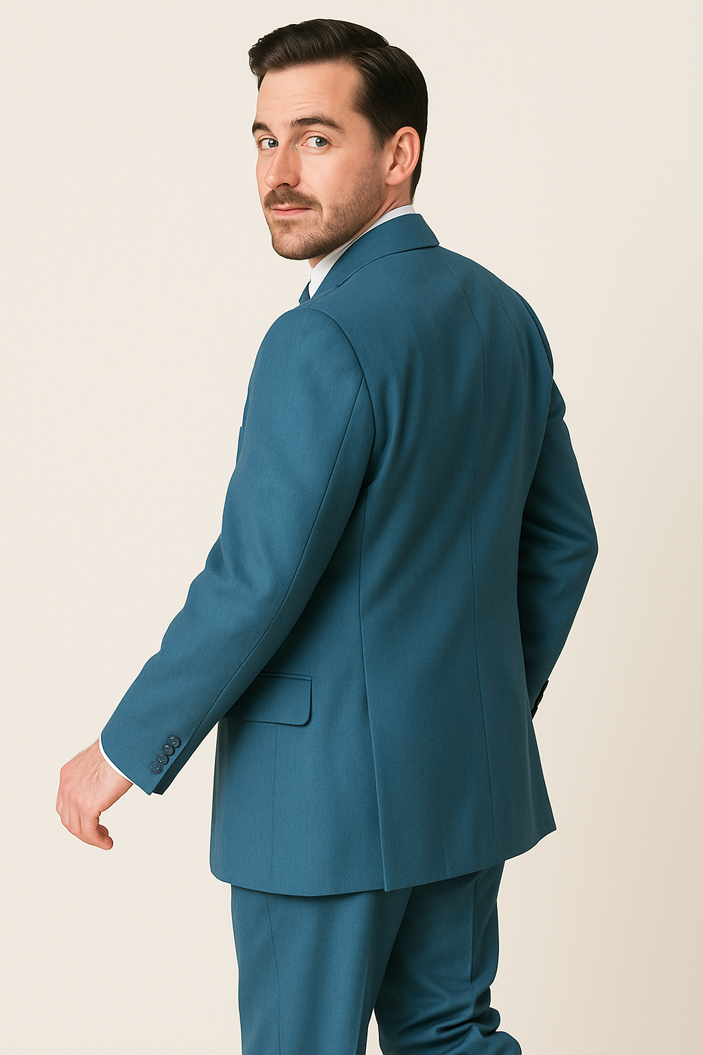 Mens 6 Button Double Breasted Vest Turquoise Suit