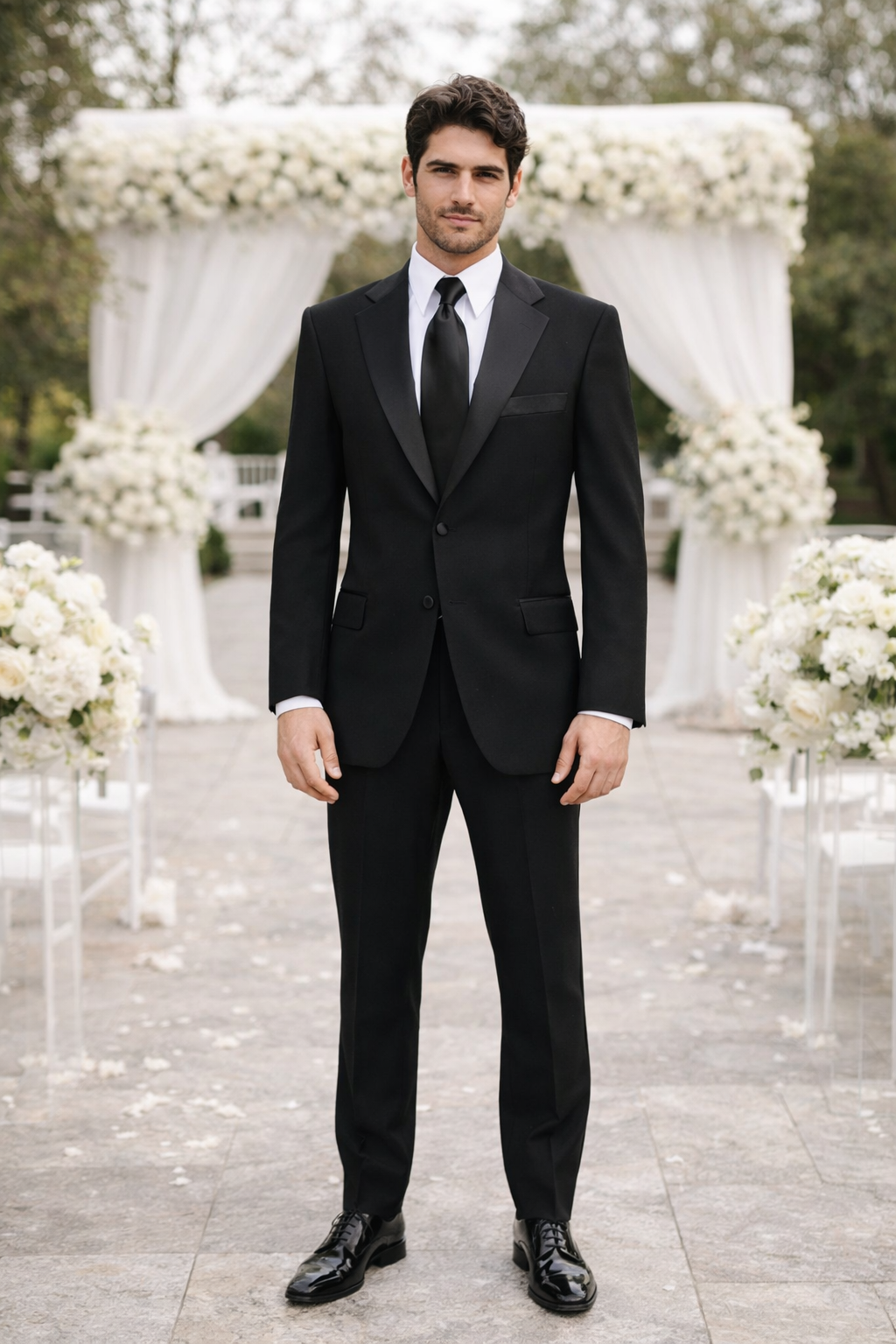 Mens Affordable 2 Button Classic Tuxedo in Black