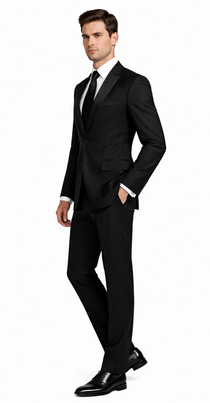 Mens Affordable 2 Button Classic Tuxedo in Black