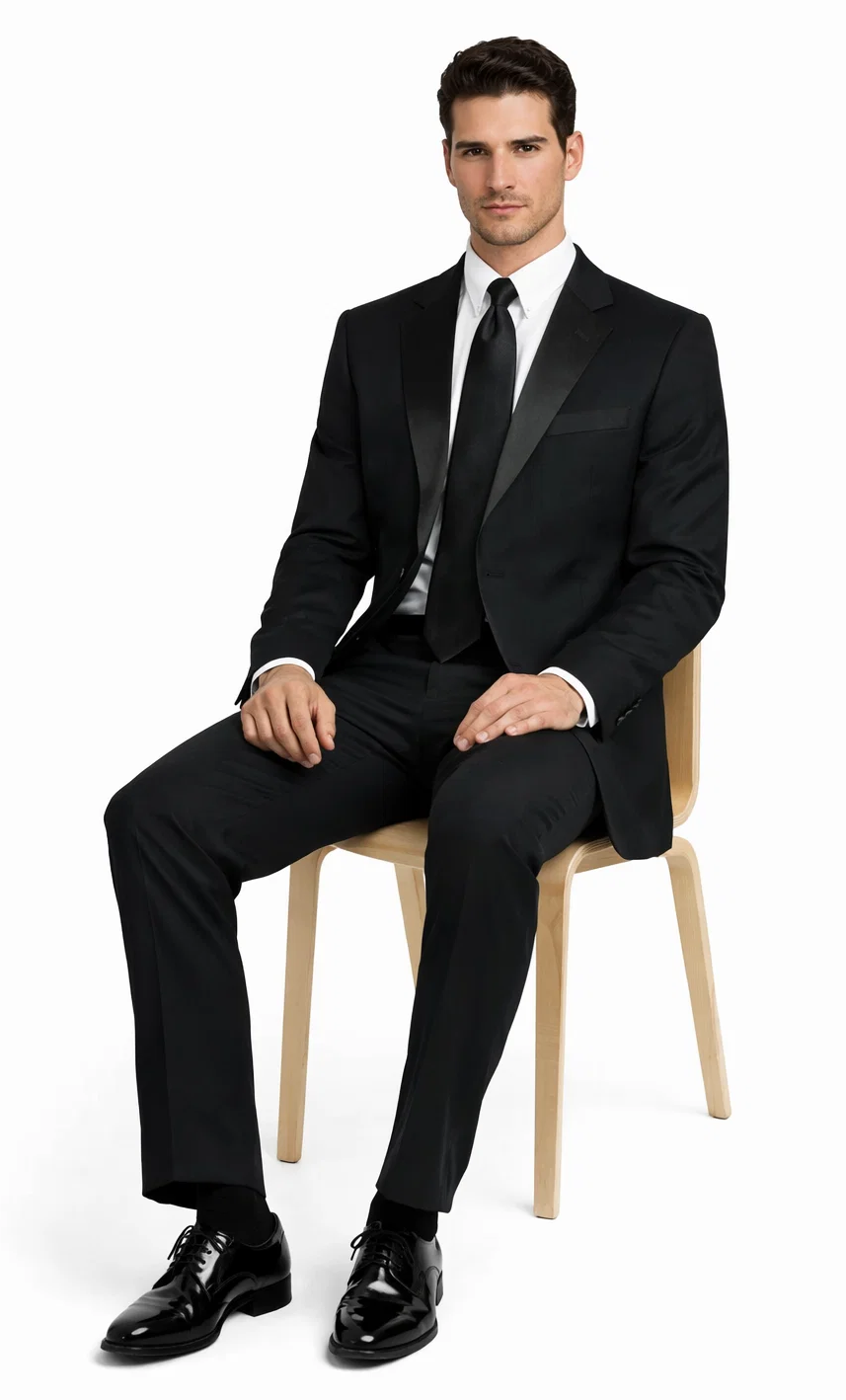 Mens Affordable 2 Button Classic Tuxedo in Black