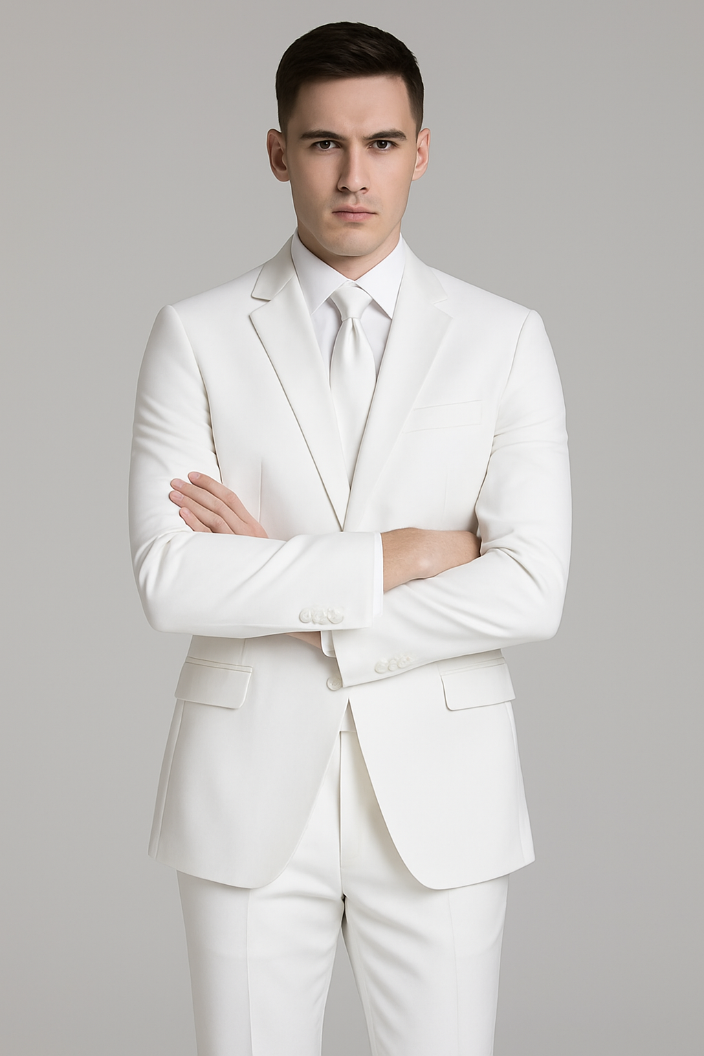 Mens Affordable 2 Button Classic Tuxedo in White