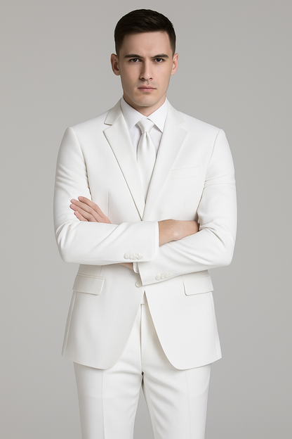 Mens Affordable 2 Button Classic Tuxedo in White