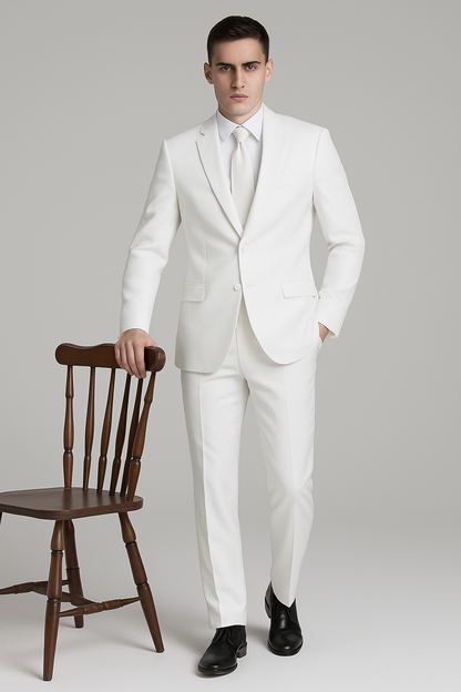 Mens Affordable 2 Button Classic Tuxedo in White