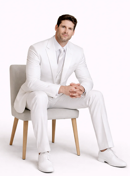 Mens Affordable 2 Button Classic Tuxedo in White
