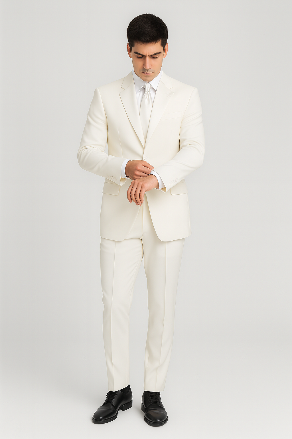 Mens Affordable 2 Button Classic Tuxedo in White