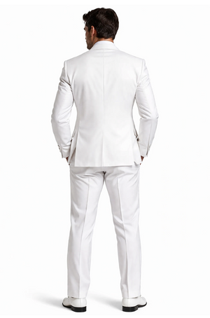 Mens Affordable 2 Button Classic Tuxedo in White