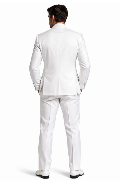 Mens Affordable 2 Button Classic Tuxedo in White