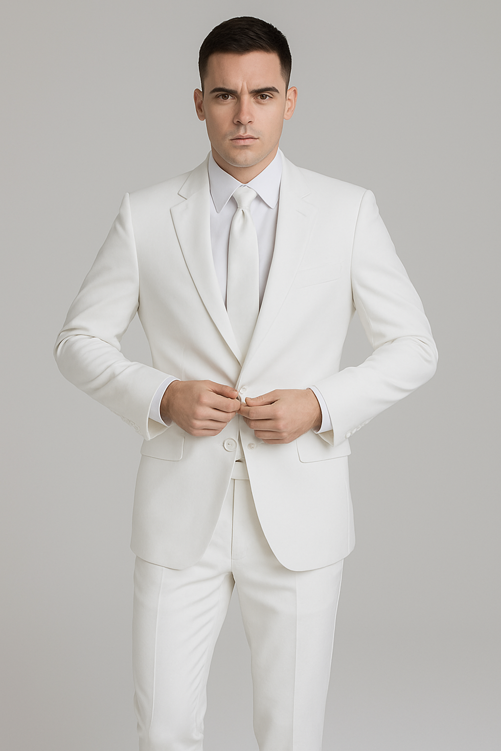Mens Affordable 2 Button Classic Tuxedo in White