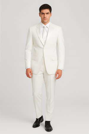 Mens Affordable 2 Button Classic Tuxedo in White