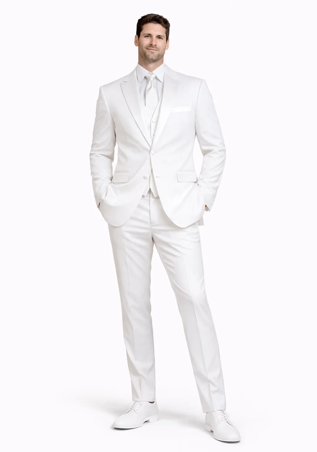 Mens Affordable 2 Button Classic Tuxedo in White