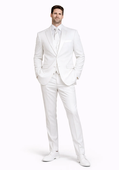 Mens Affordable 2 Button Classic Tuxedo in White