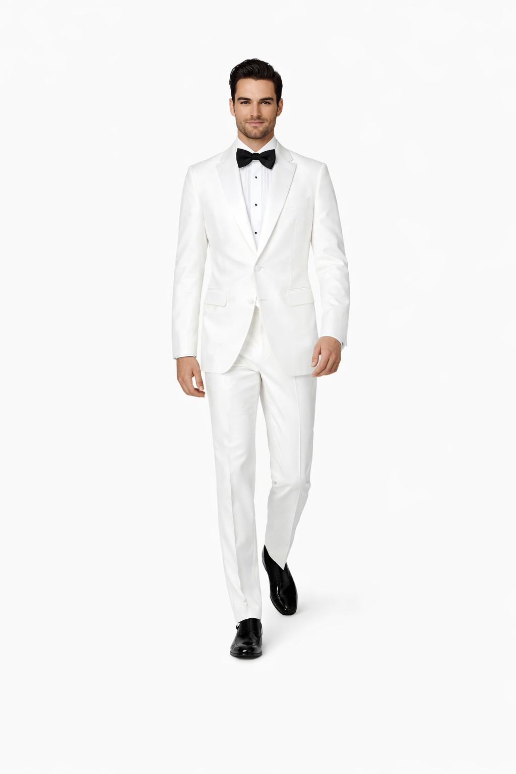 Mens Affordable Slim Fit 2 Button Tuxedo in White - Mens Slim Fitted Tuxedo