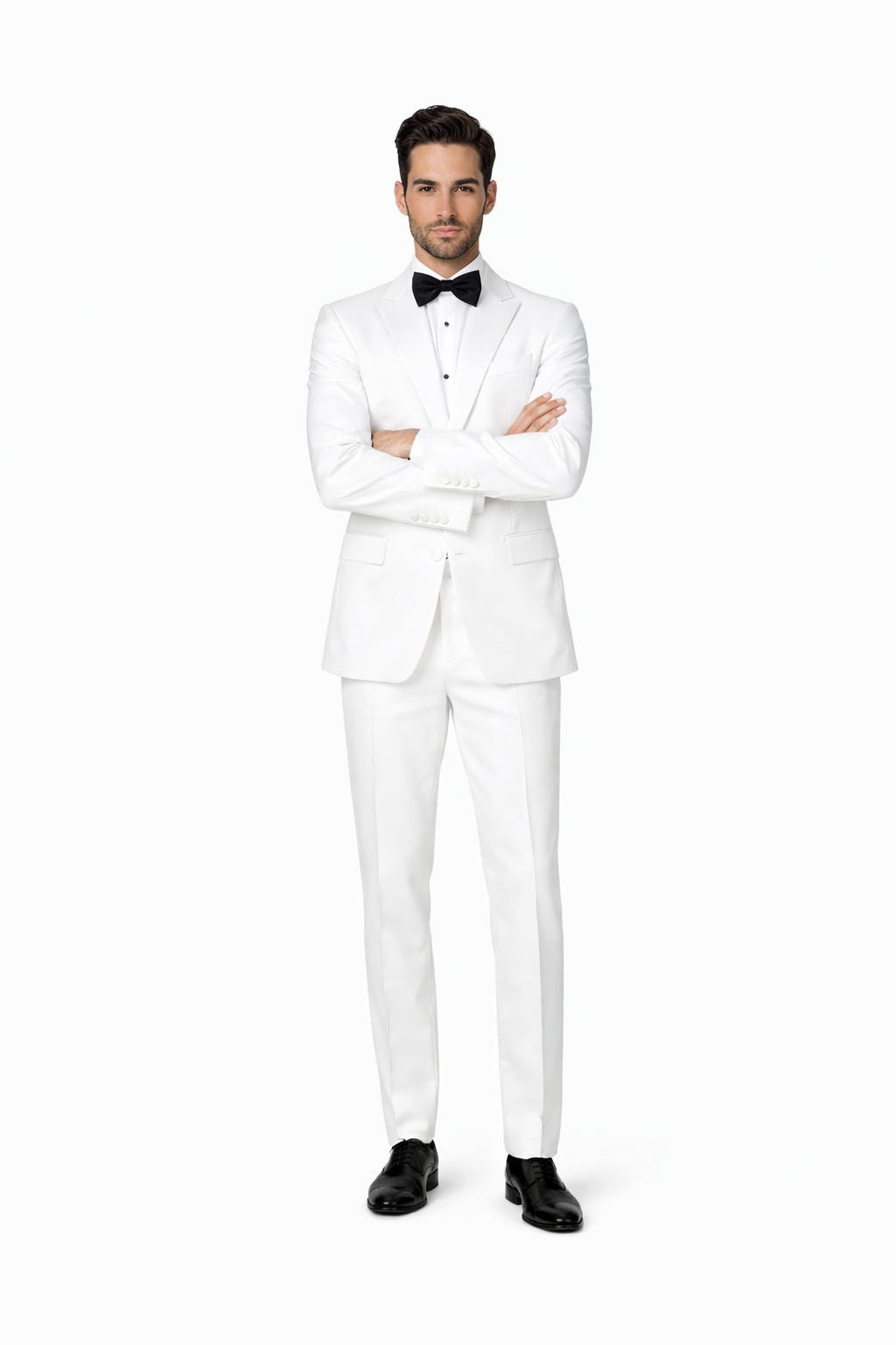Mens Affordable Slim Fit 2 Button Tuxedo in White - Mens Slim Fitted Tuxedo