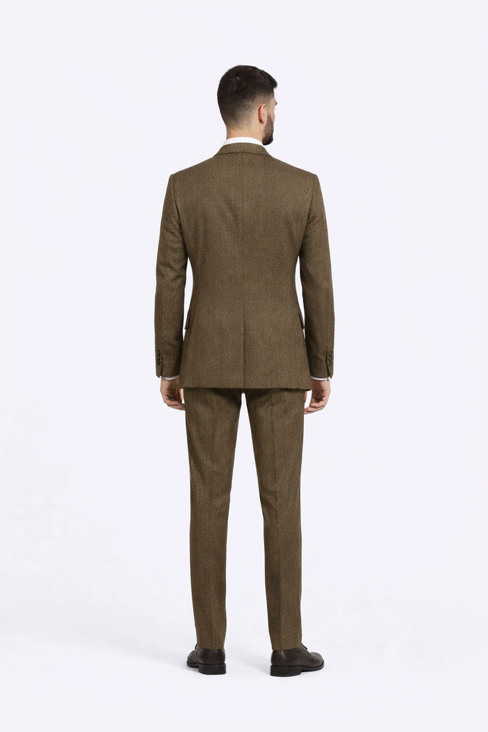 Al Capone Outfit for Men Brown Double Breasted Suit $179 + Hunter Green Vest $59