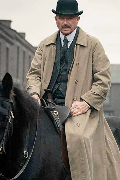 Mens Beige Vintage Style Trenchcoat Overcoat + Suit + Hat – Classic Long Trench Coat Inspired by Peaky Blinders Formal 1920s Package