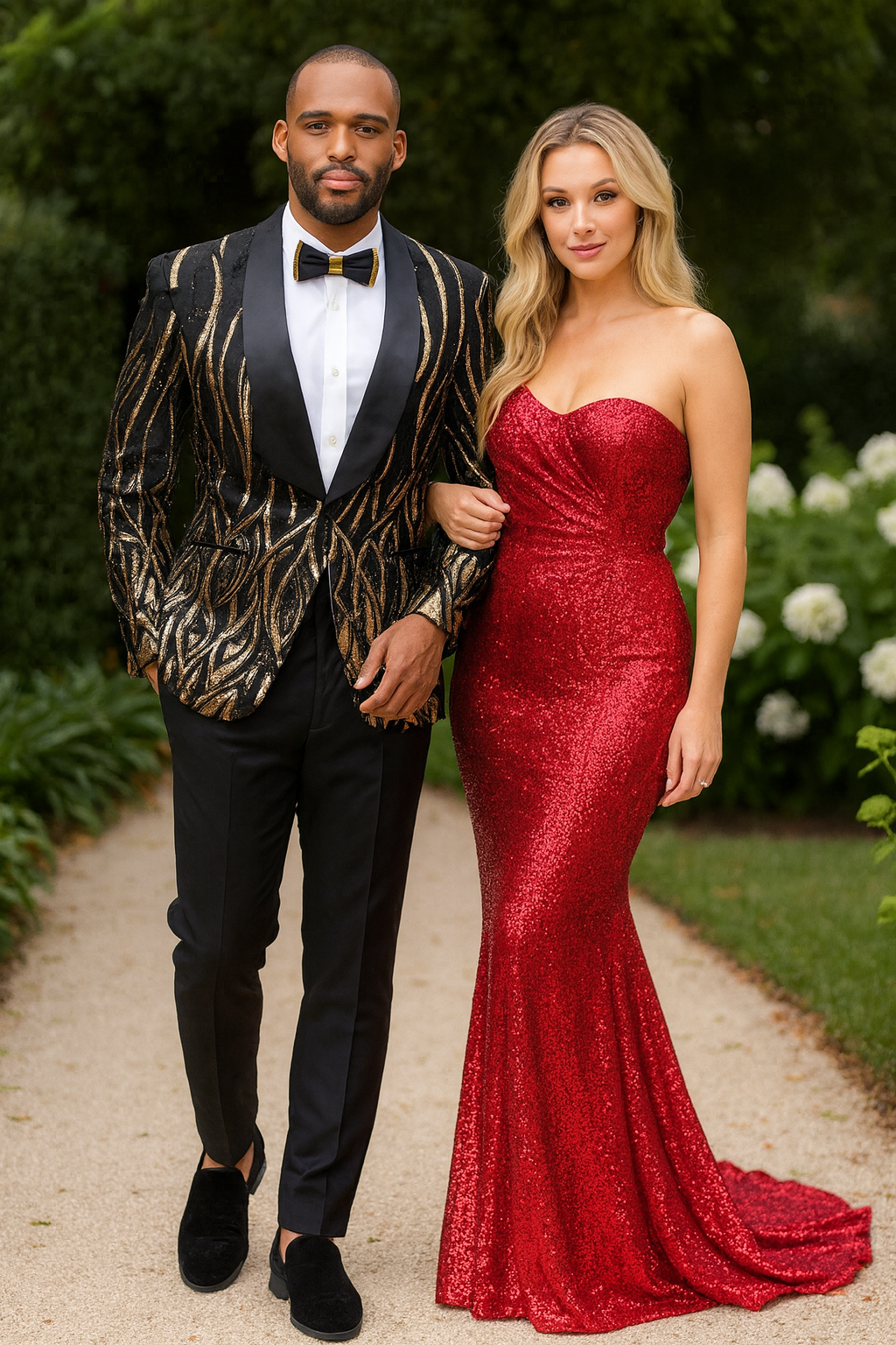 Black Tuxedo - Shawl Lapel Black and Gold Sequin Prom Tuxedo Mens Wedding Suit - Black Prom Suit