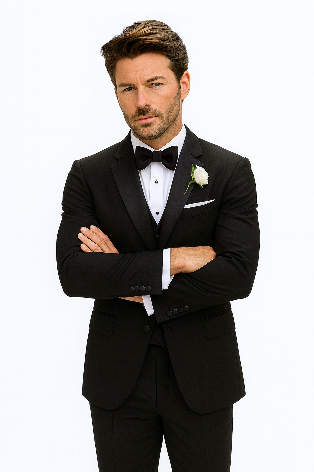 Black Modern Wedding Notch Tuxedo
