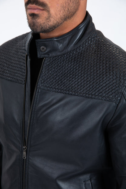Mens Black Platini Western Leather Jackets - Vintage Cowboy Style