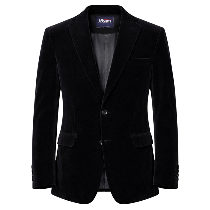 Men’s Black Velvet Dinner Blazer – Tailored Fit Formal Jacket, Standard and Made-to-Measure