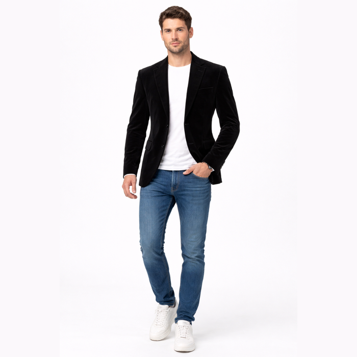 Men’s Black Velvet Dinner Blazer – Tailored Fit Formal Jacket, Standard and Made-to-Measure